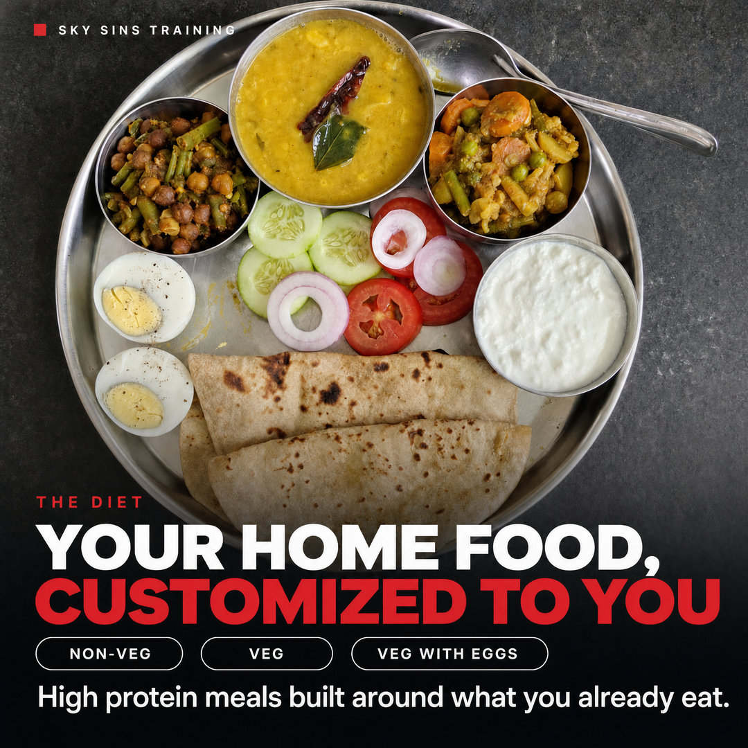 Your home food, customized to you - non-veg, veg, veg with eggs high protein meals